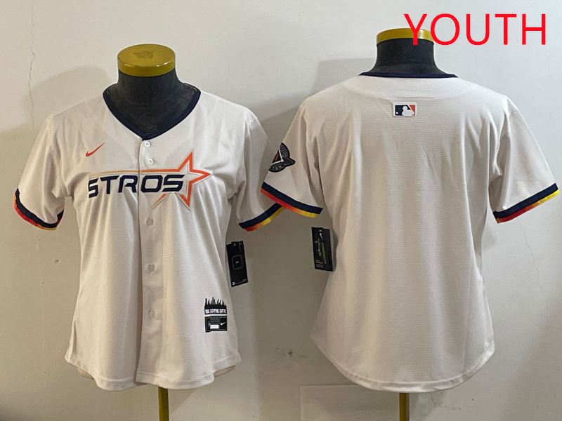 Youth Houston Astros Blank Cream Three generations Joint Name 2025 Nike MLB Jersey style 410
